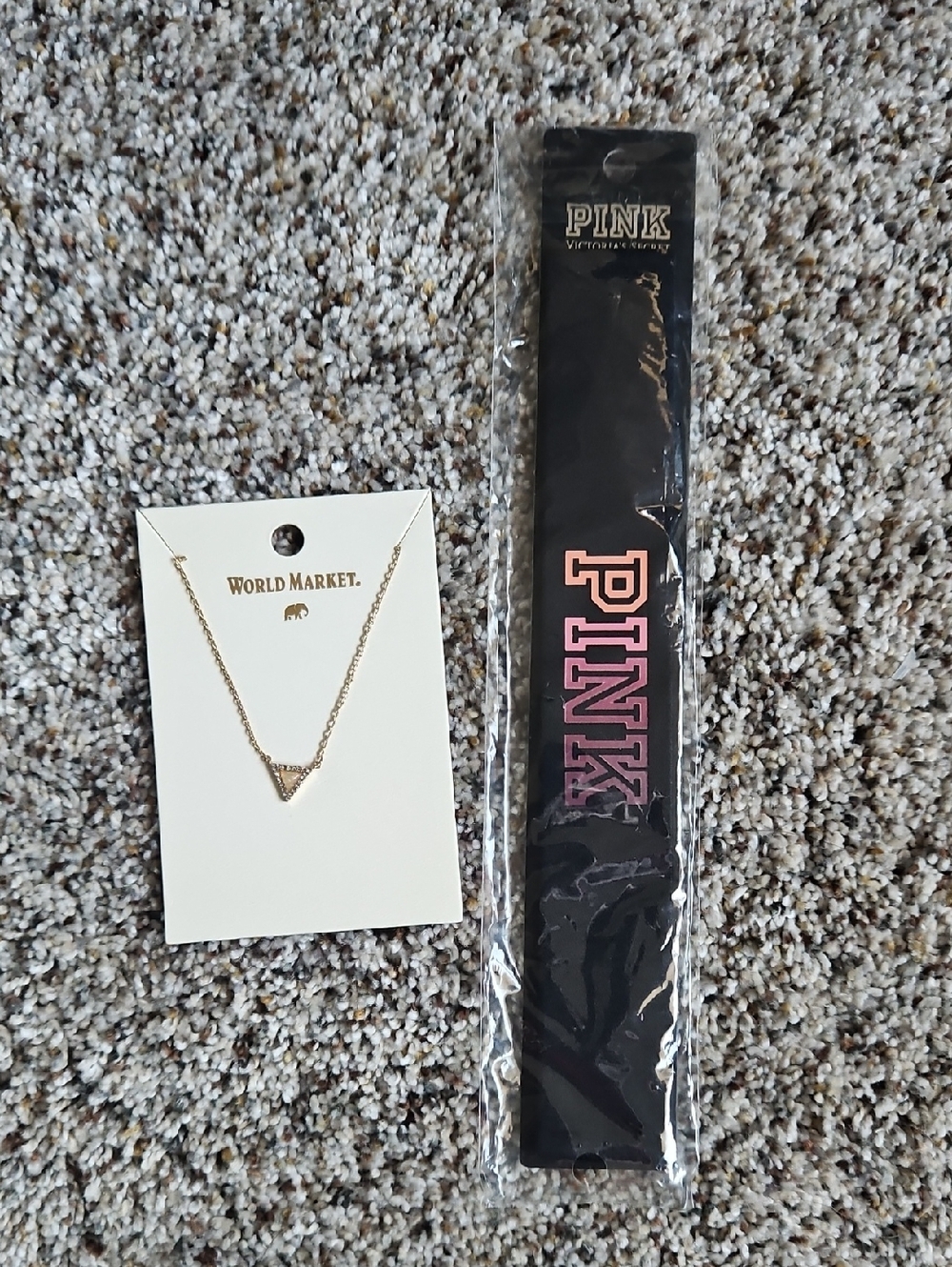 Victoria's Secret Pink Headband & World Market Triangle Necklace